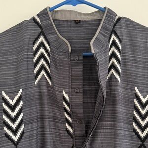 Gray and White Patterned kurta